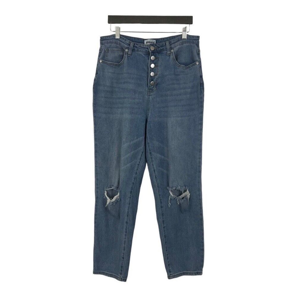 Abound Womens Size 30 Button Fly Distressed High Rise Cropped Jeans